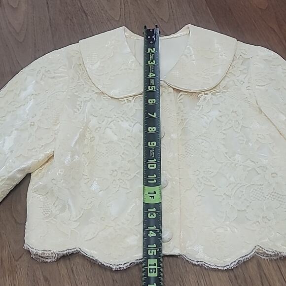 Vtg 1950s Cream Lace over Satin Strapless Dress & Jacket - Picture 11 of 14